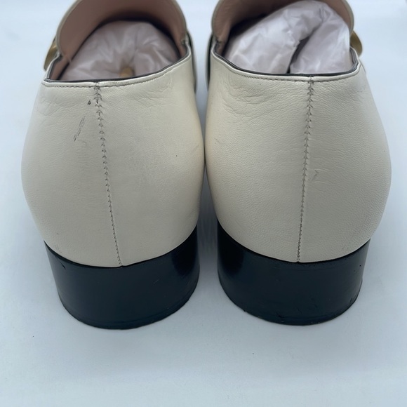 Gucci Mystic white leather Malaga Kid GG Marmont Loafers 41 - Picture 7 of 11
